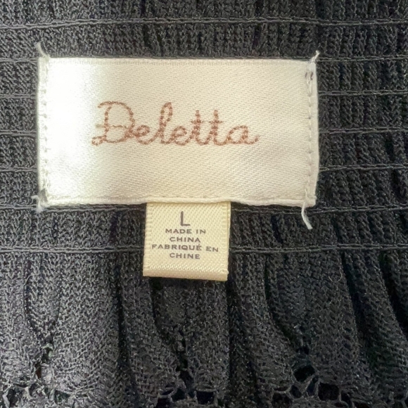 Anthropologie Deletta Riley Off-Shoulder Black Lace Top - Picture 4 of 4